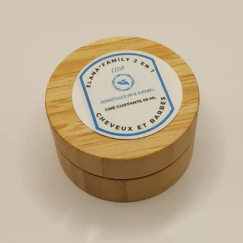 cire coiffante emballage aspect bois